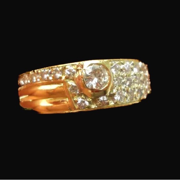 18K YELLOW SOLID GOLD UNISEX DIAMOND BAND RING - Picture 6 of 6